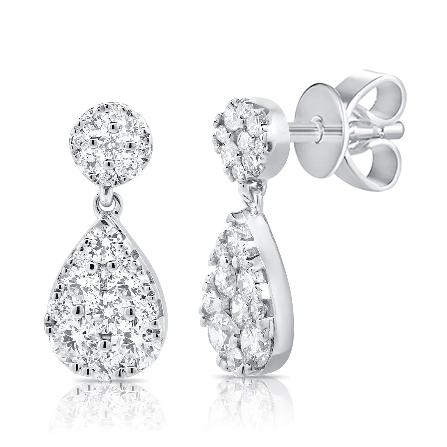 14k Gold & Diamond Dangle Stud Earrings - 0.58ct