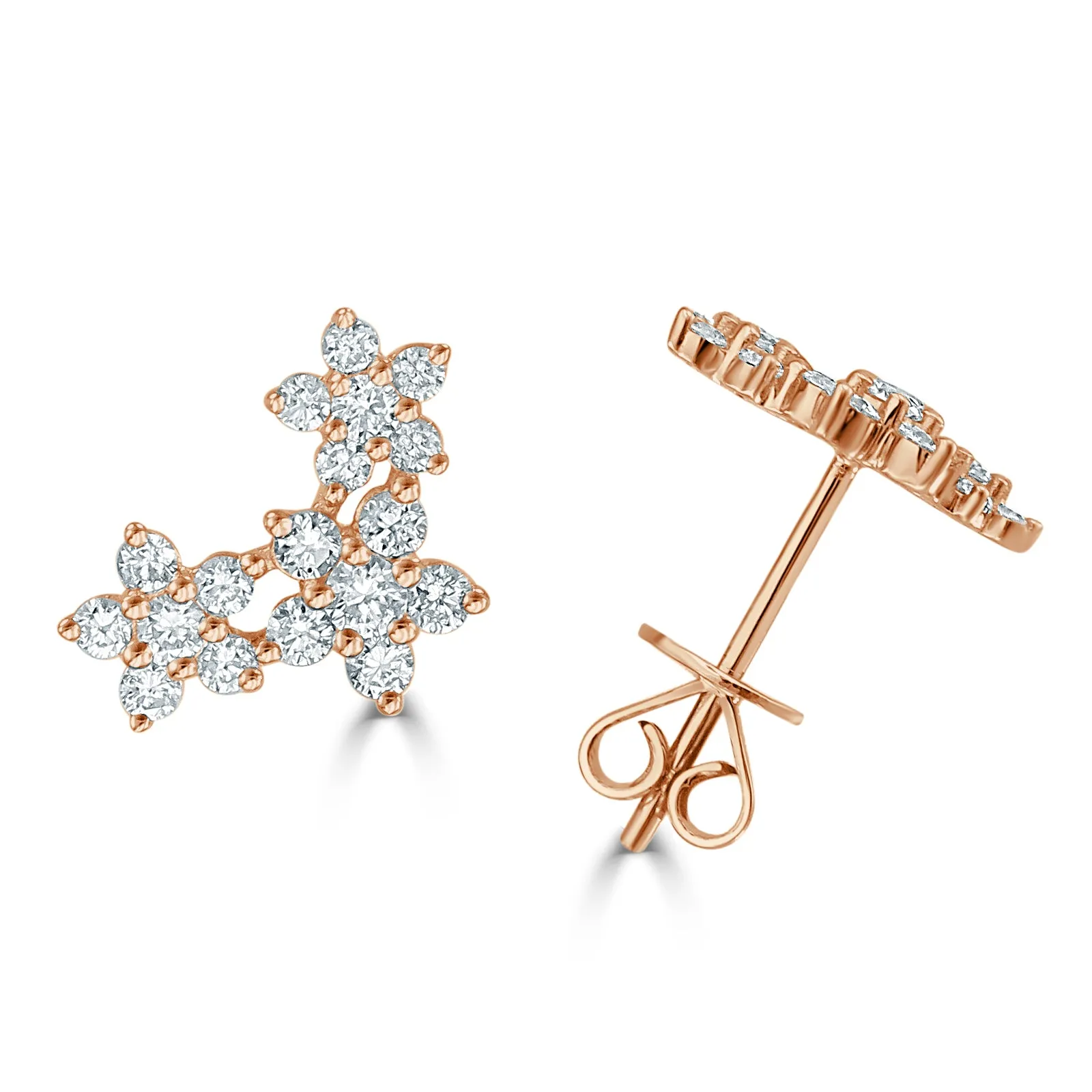 14k Gold & Diamond Flower Earrings - 0.50ct