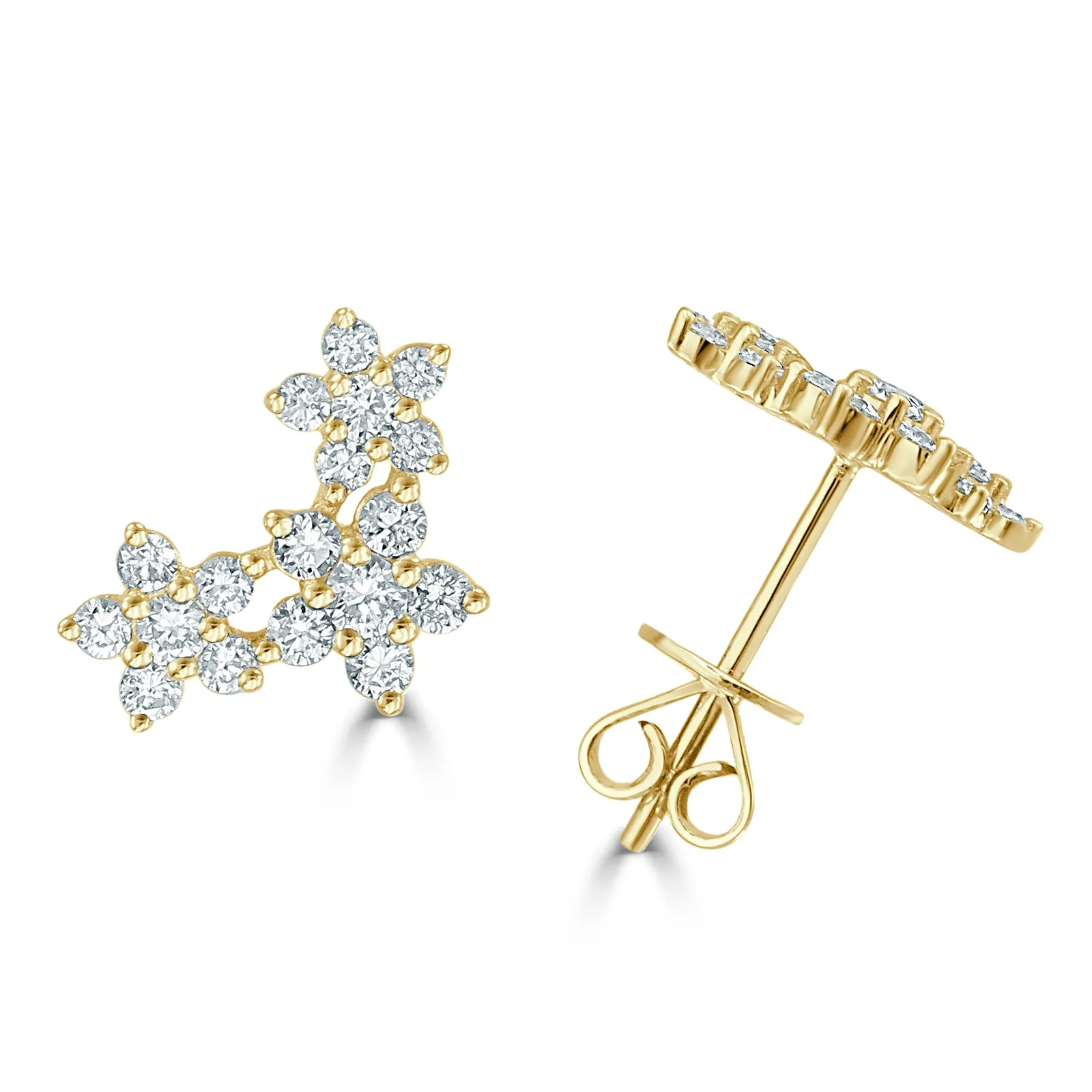14k Gold & Diamond Flower Earrings - 0.50ct