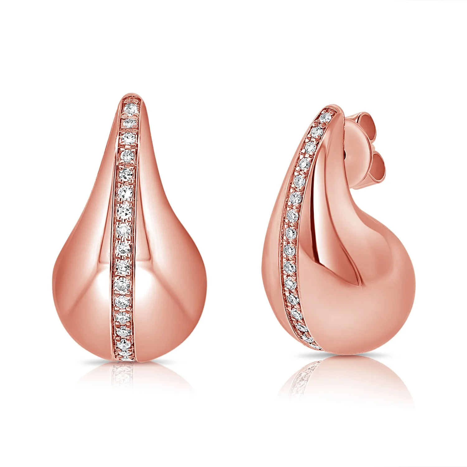 14K Gold & Diamond Tear-Drop Earrings - 0.20ct