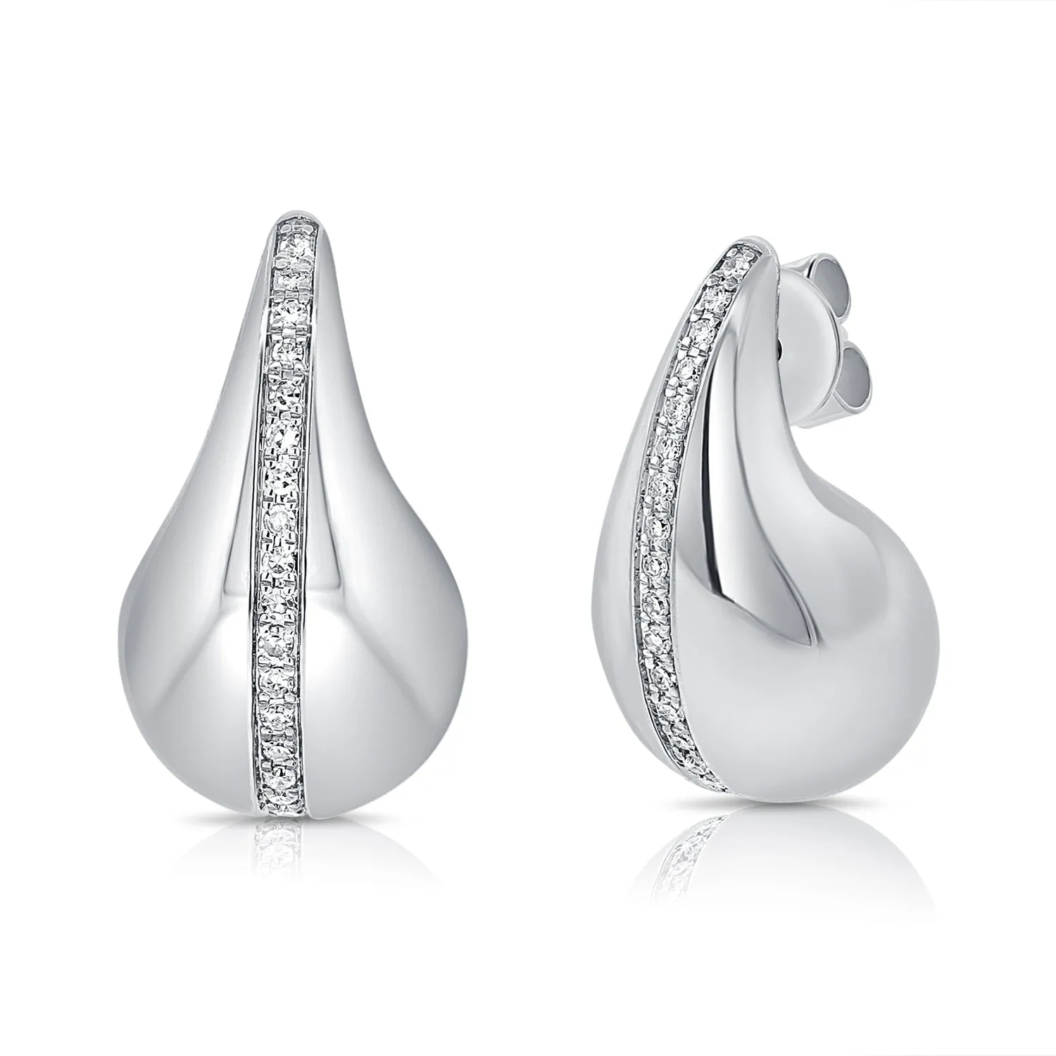 14K Gold & Diamond Tear-Drop Earrings - 0.20ct