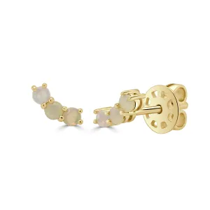 14K Gold & Opal Stud Earrings - 0.24ct