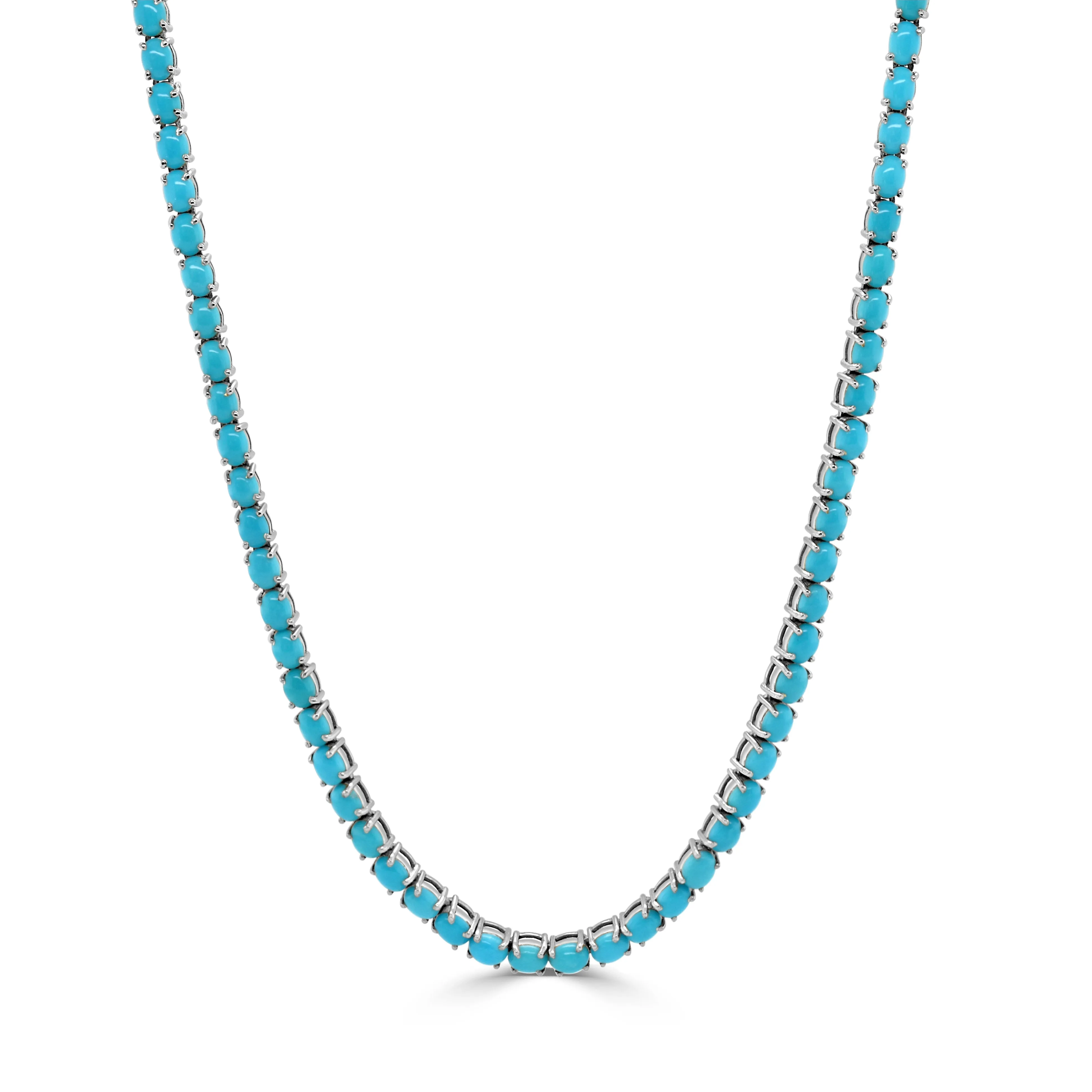 14K Gold & Turqouise Tennis Necklace -17.00ct