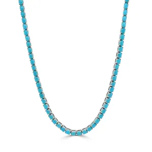 14K Gold & Turqouise Tennis Necklace -17.00ct