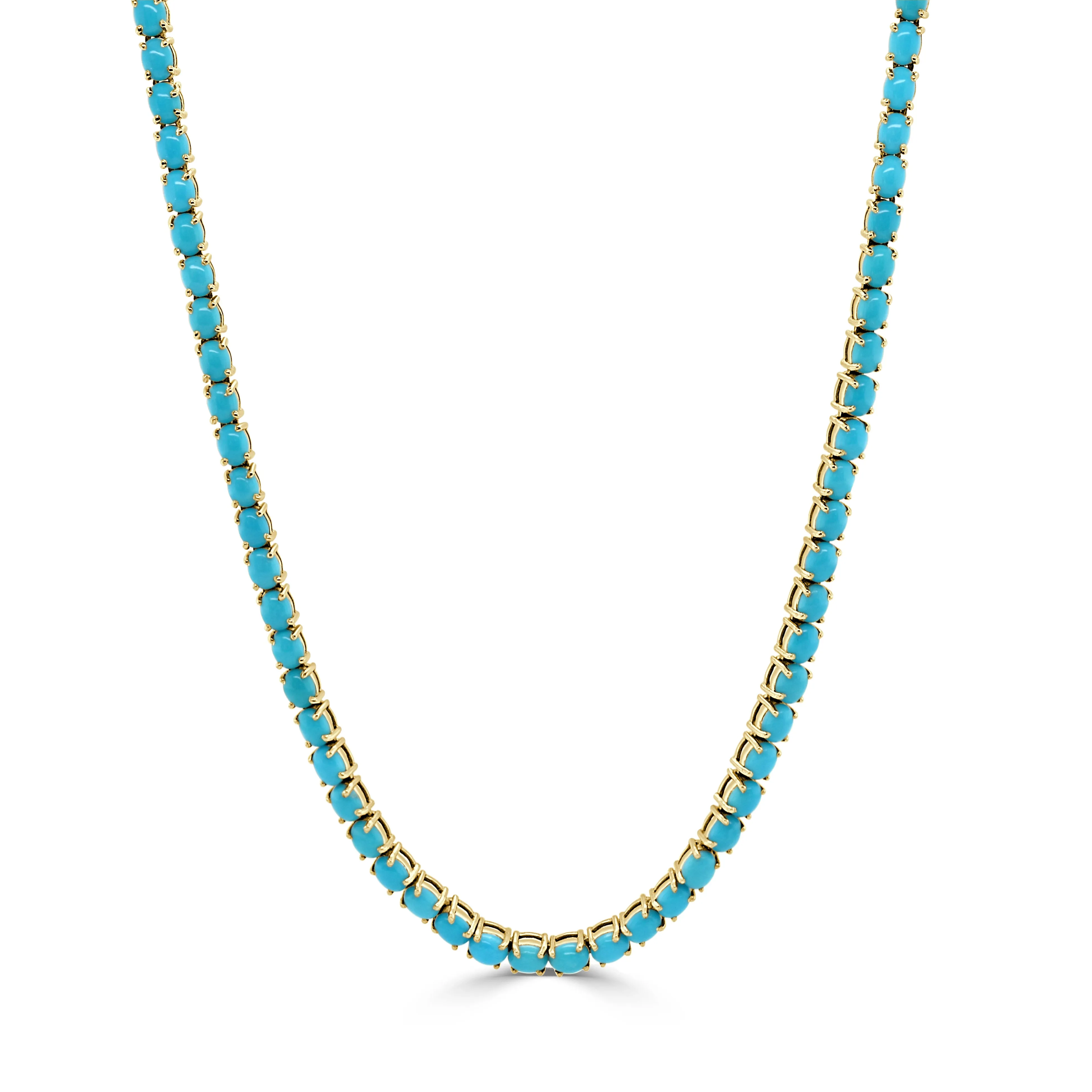 14K Gold & Turqouise Tennis Necklace -17.00ct