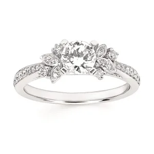 14K Gold Floral Inspired Diamond Engagemnt Ring- Semi-Mount