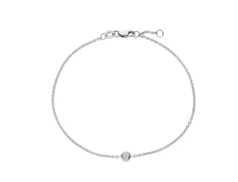 14k Gold Petite Bezel Set Diamond Chain Bracelet