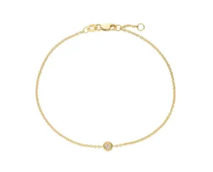 14k Gold Petite Bezel Set Diamond Chain Bracelet
