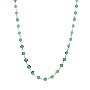14K Gold Turquoise Circle Station Necklace