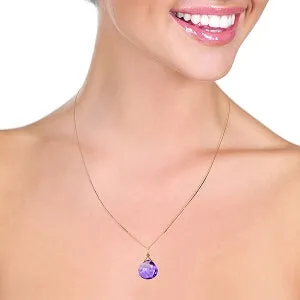 14K Solid Rose Gold Purple Amethyst Necklace Certified
