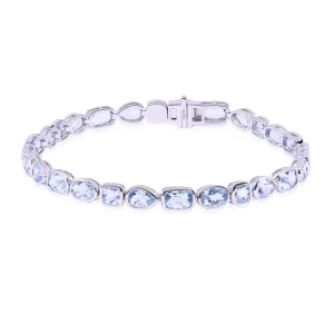 14K WHITE GOLD MIXED CUT AQUAMARINE BRACELET