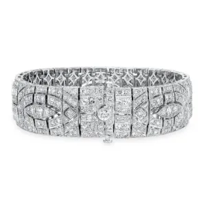 14K White Gold Sparkling Bridal Bangle Bracelet For Women