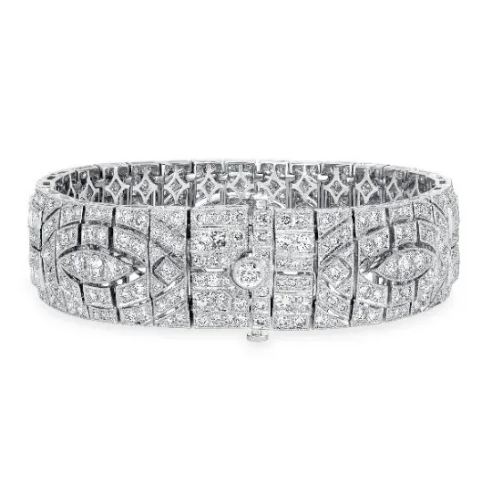14K White Gold Sparkling Bridal Bangle Bracelet For Women