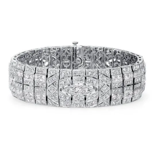 14K White Gold Sparkling Bridal Bangle Bracelet For Women