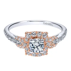14k White/Rose Gold Round Halo