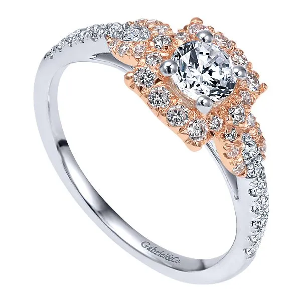 14k White/Rose Gold Round Halo