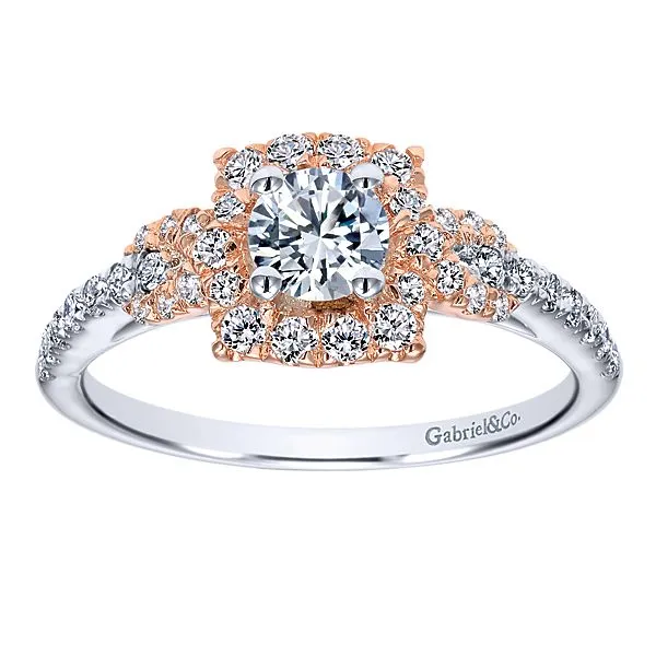 14k White/Rose Gold Round Halo