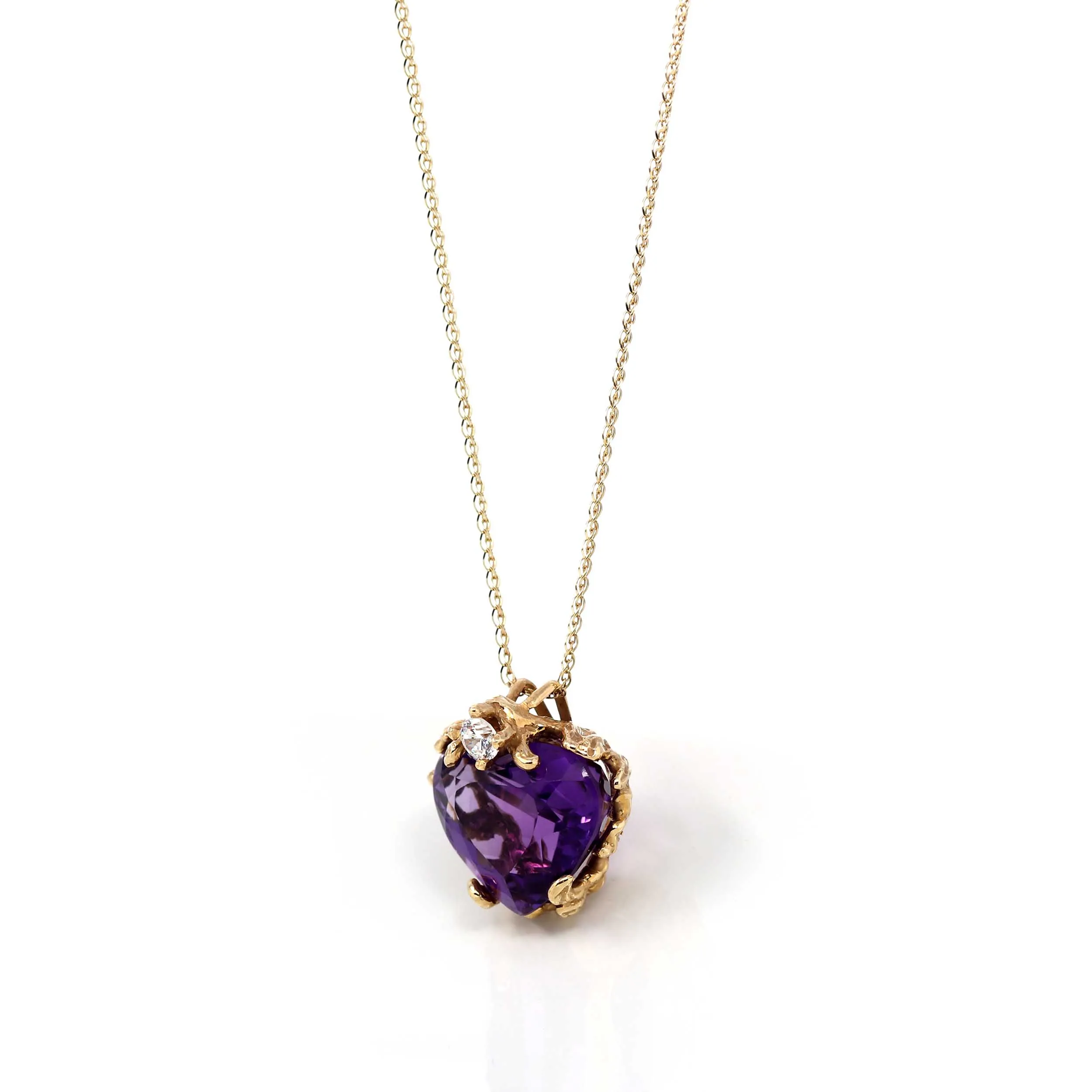 14k Yellow Gold Genuine AAA Royal Amethyst Pendant Necklace