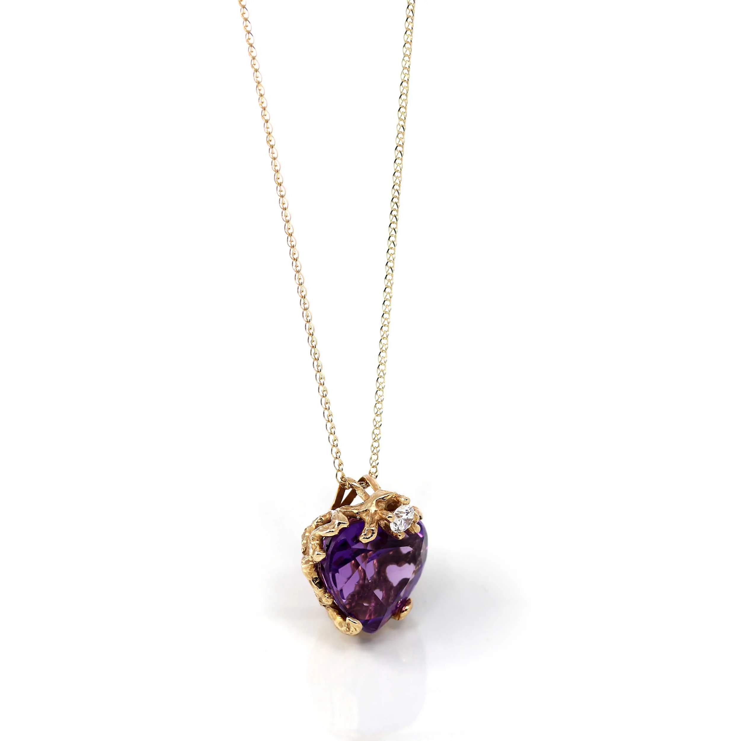 14k Yellow Gold Genuine AAA Royal Amethyst Pendant Necklace