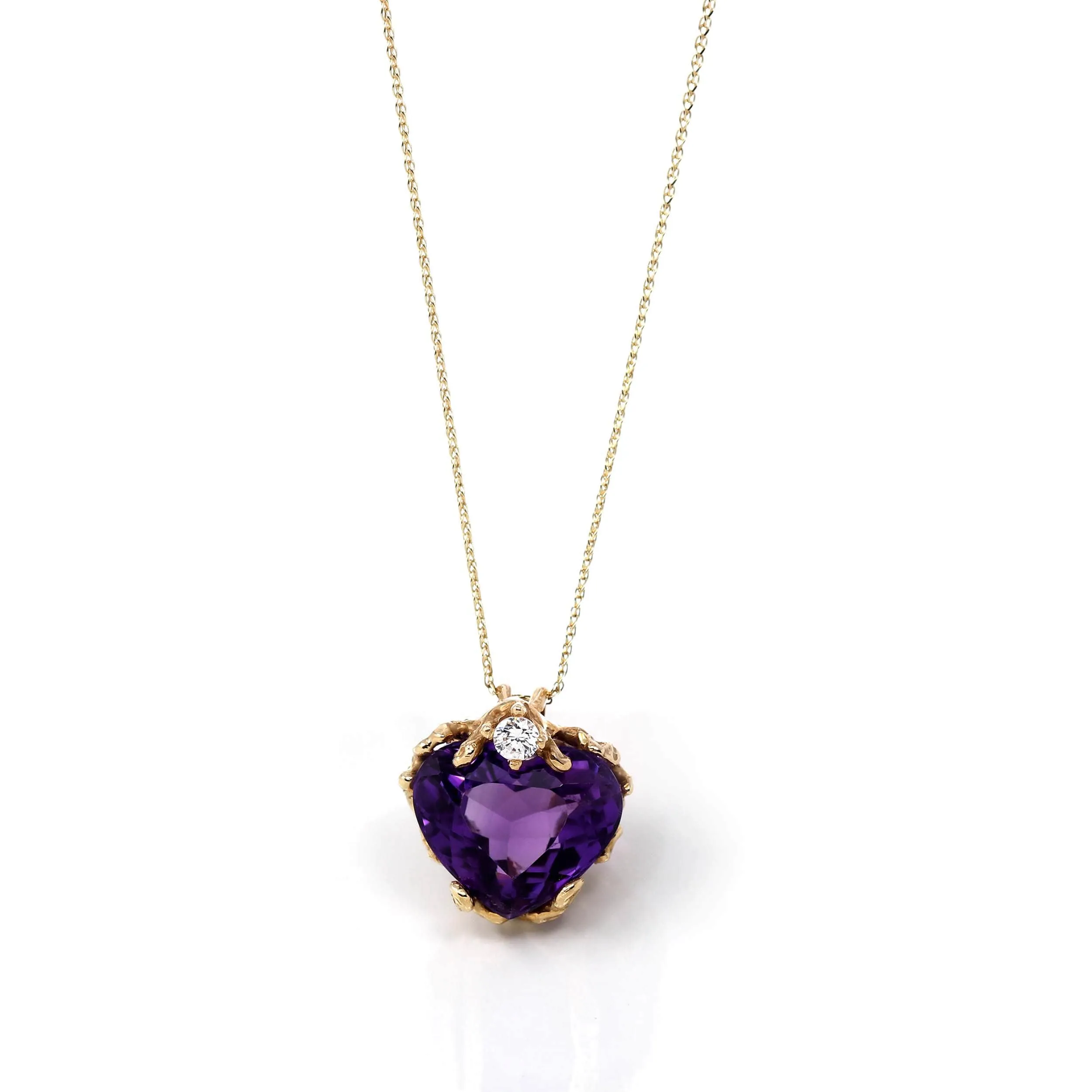14k Yellow Gold Genuine AAA Royal Amethyst Pendant Necklace