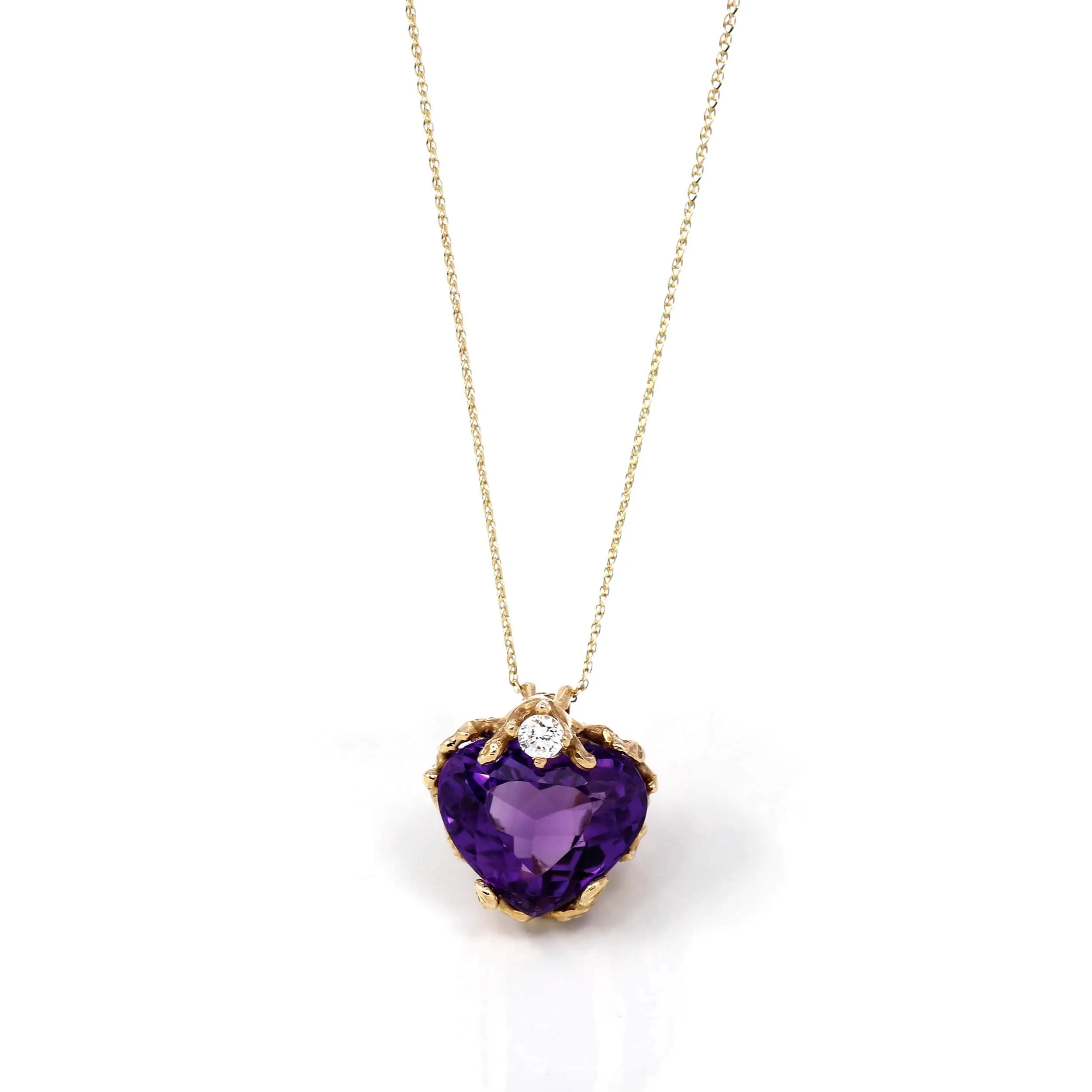 14k Yellow Gold Genuine AAA Royal Amethyst Pendant Necklace
