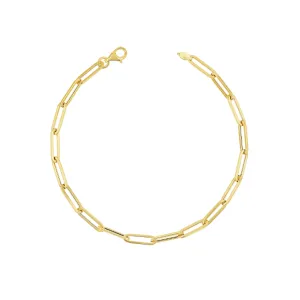 14K Yellow Gold Paperclip Chain Bracelet