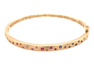 14k yellow gold rainbow sapphire .43ctw confetti bangle