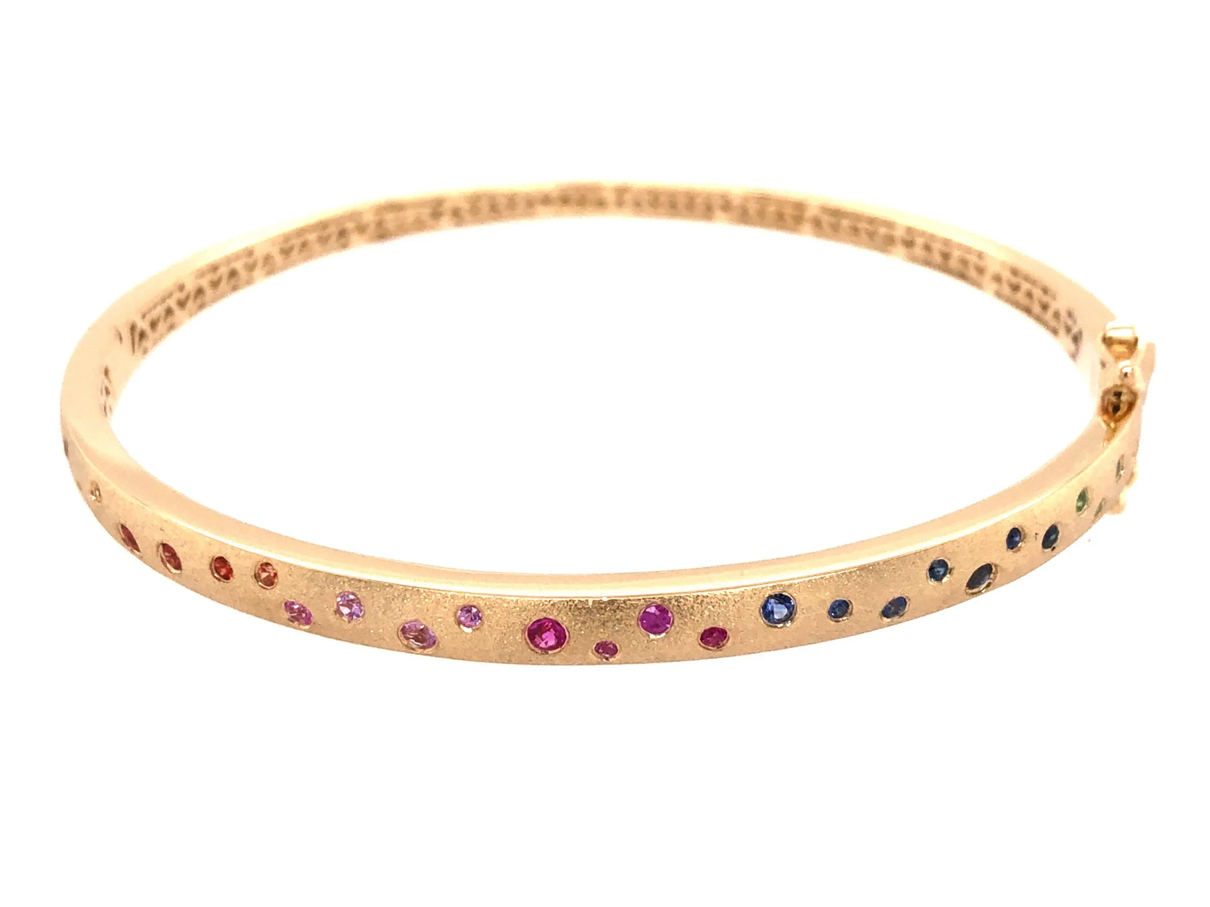 14k yellow gold rainbow sapphire .43ctw confetti bangle