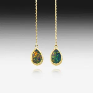 14kt Yellow Gold Opal earrings