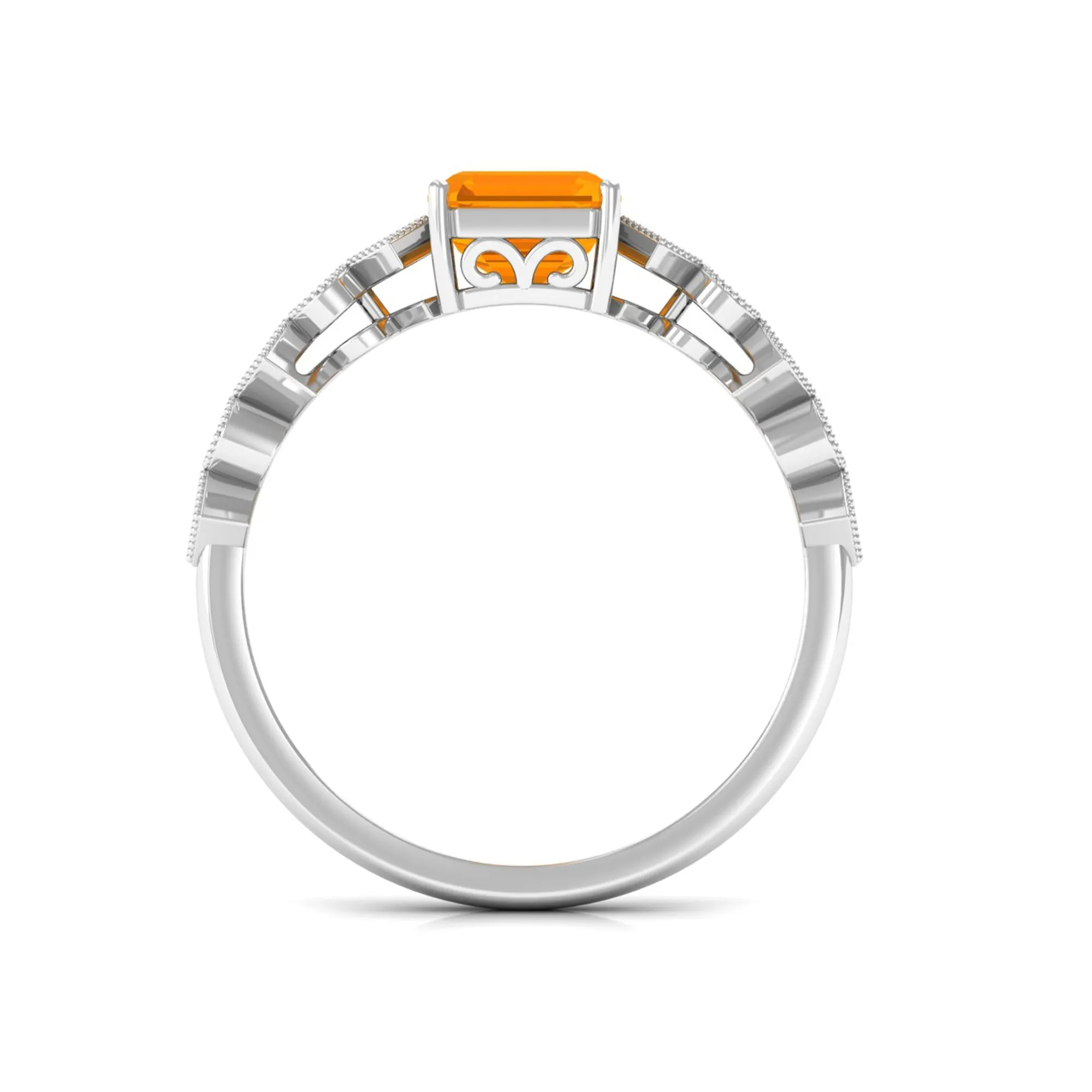 1.5 CT Asscher Cut Fire Opal Solitaire Engagement Ring with Diamond