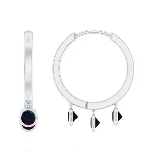 1.50 CT Natural Black Opal Hoop Drop Earrings in Gold
