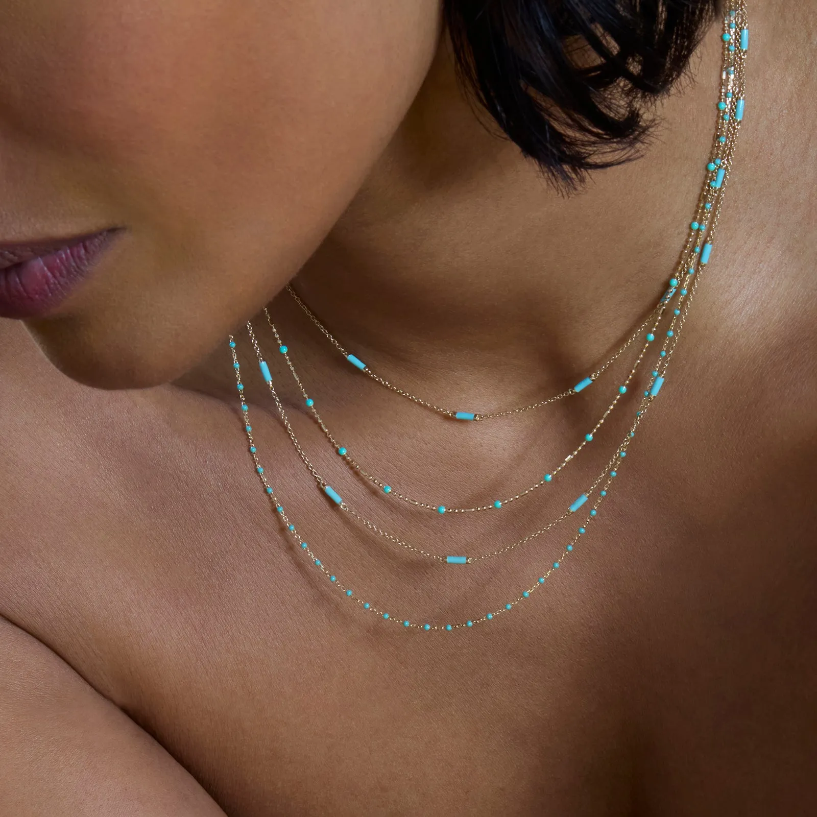16" Turquoise Bar Chain Necklace