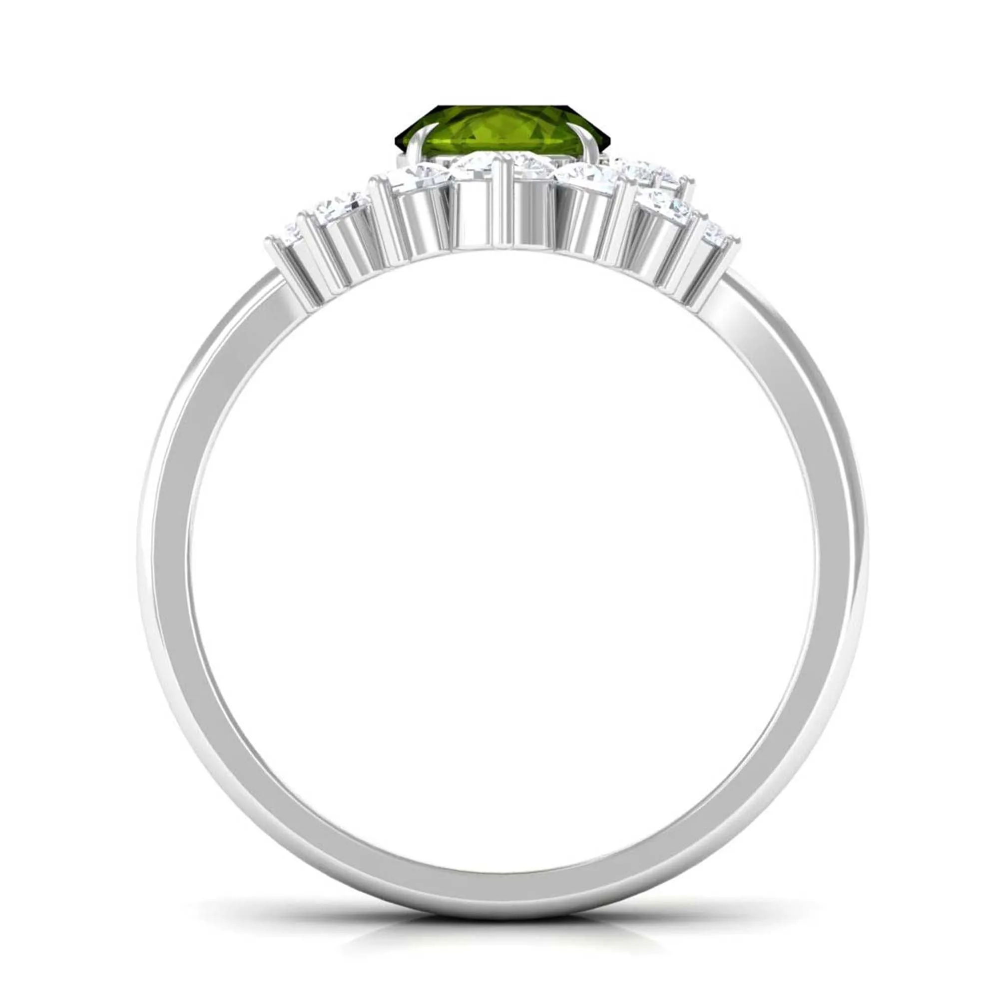 1.75 CT Peridot and Diamond Engagement Enhancer Ring Set