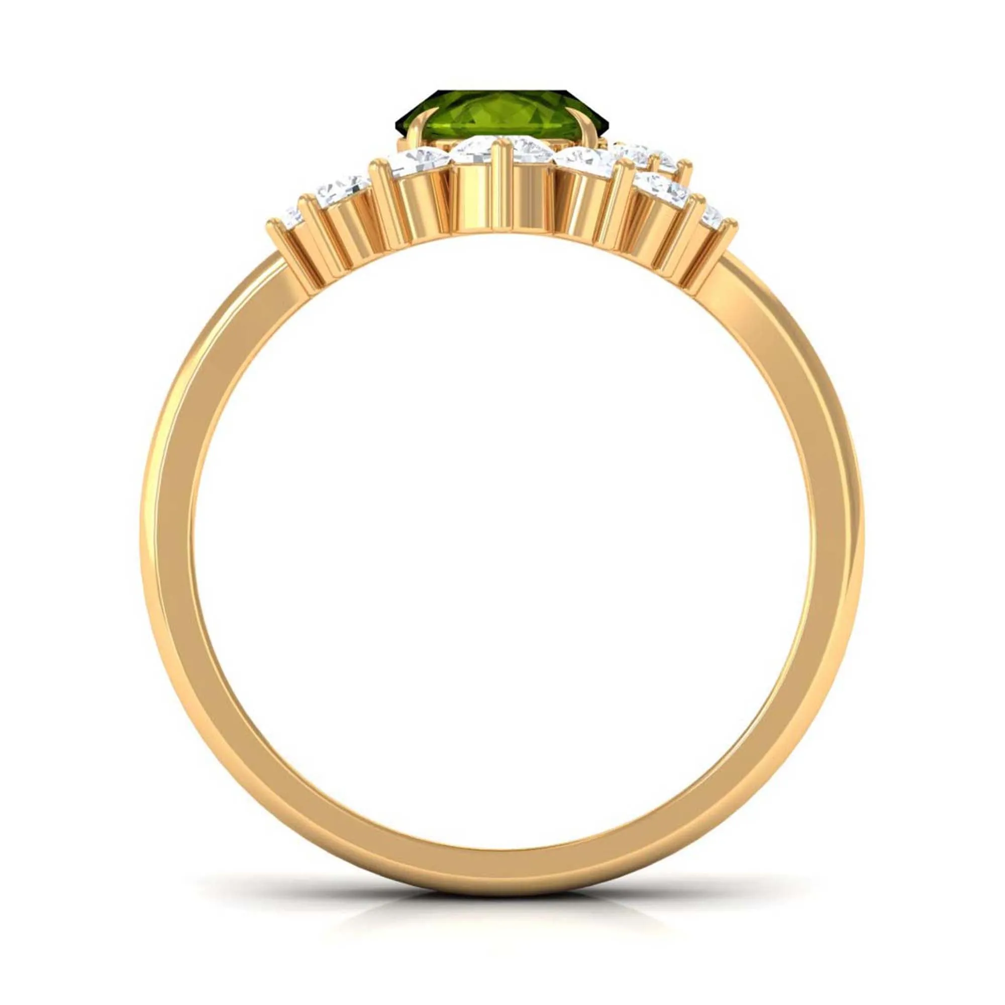 1.75 CT Peridot and Diamond Engagement Enhancer Ring Set