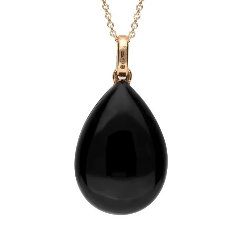 18ct Rose Gold Whitby Jet Diamond Amethyst Pear Necklace