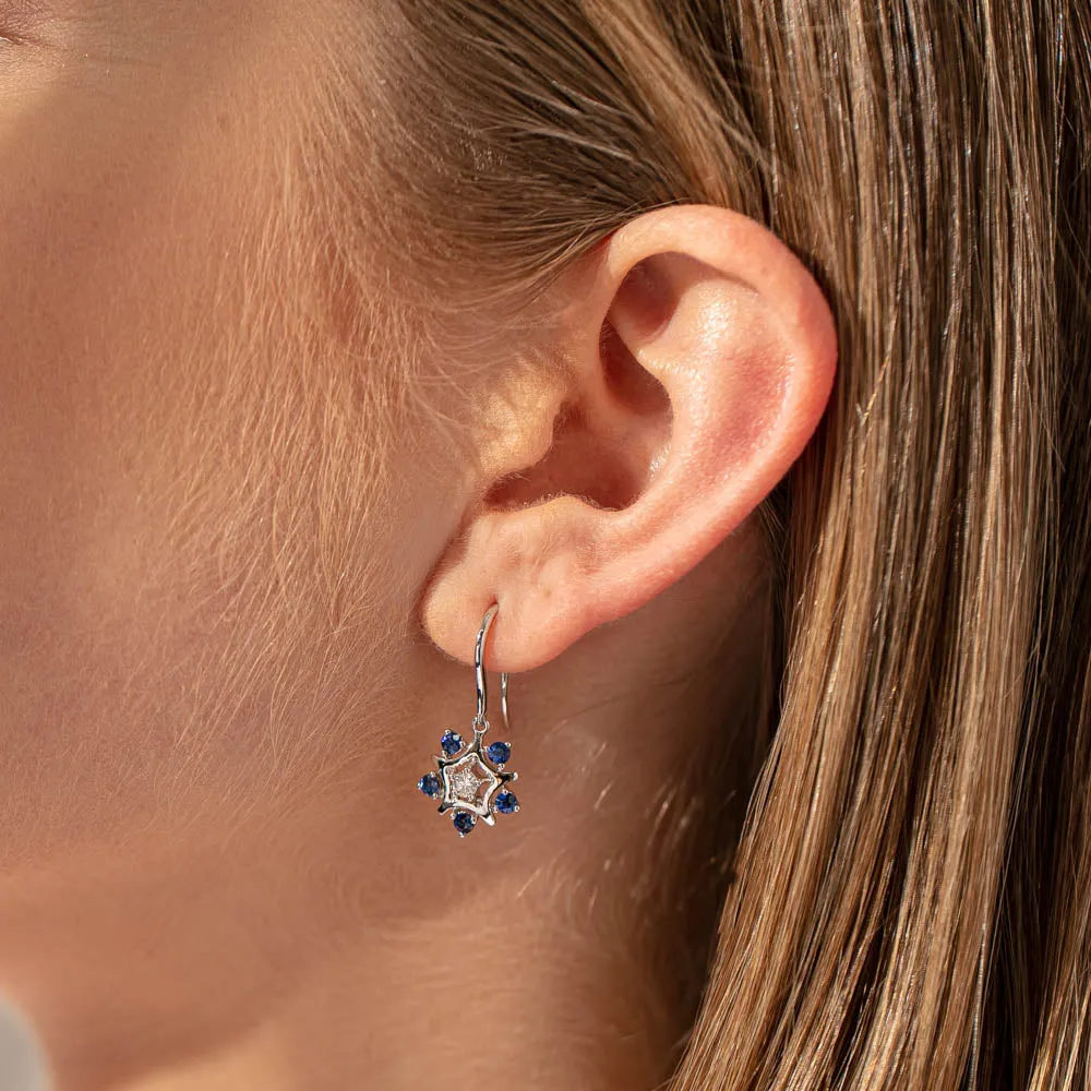 18ct White Gold .86ct Sapphire & Diamond Earrings