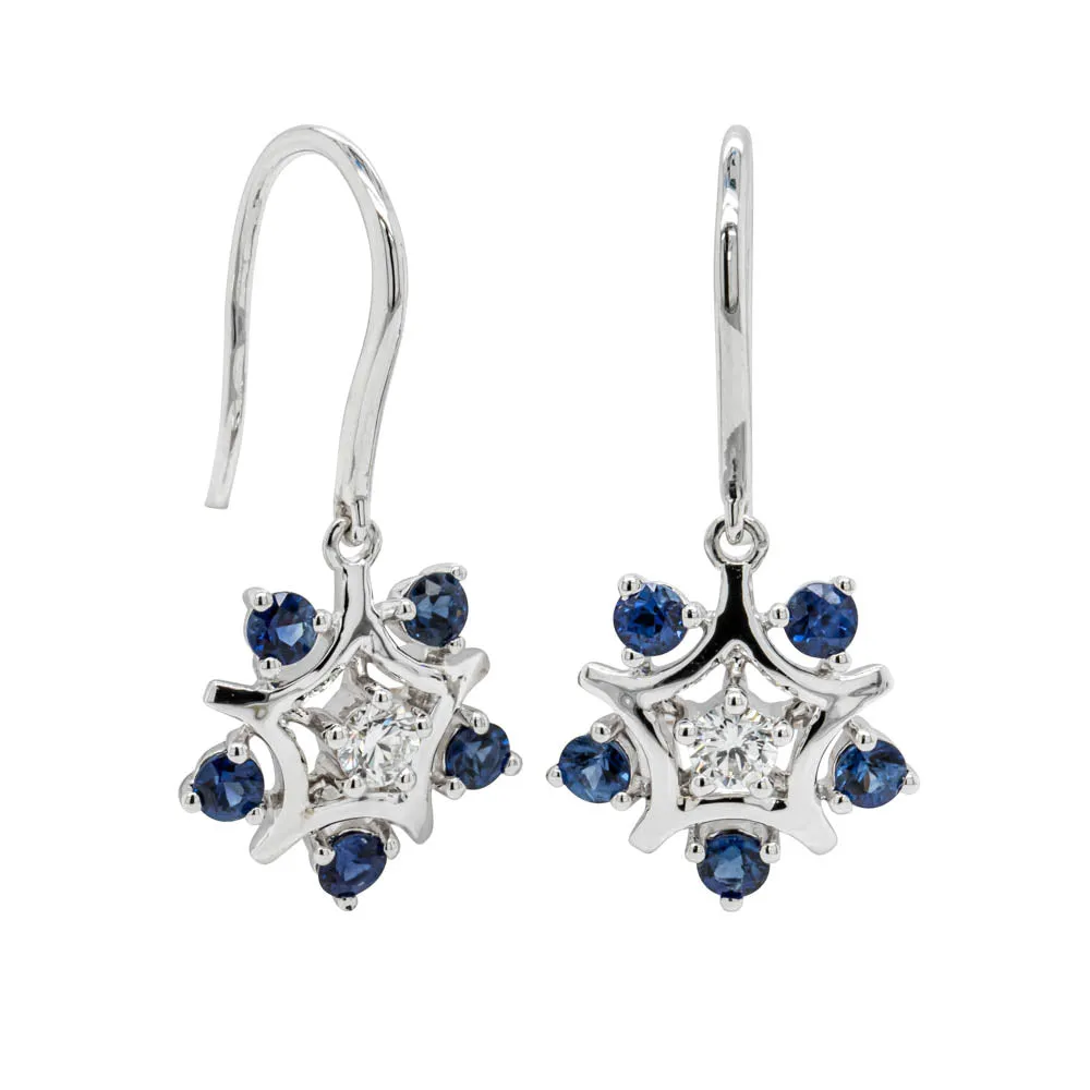 18ct White Gold .86ct Sapphire & Diamond Earrings