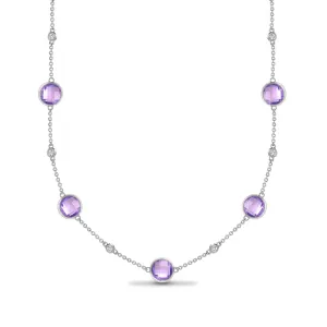 18ct White Gold Diamond And Amethyst Necklace