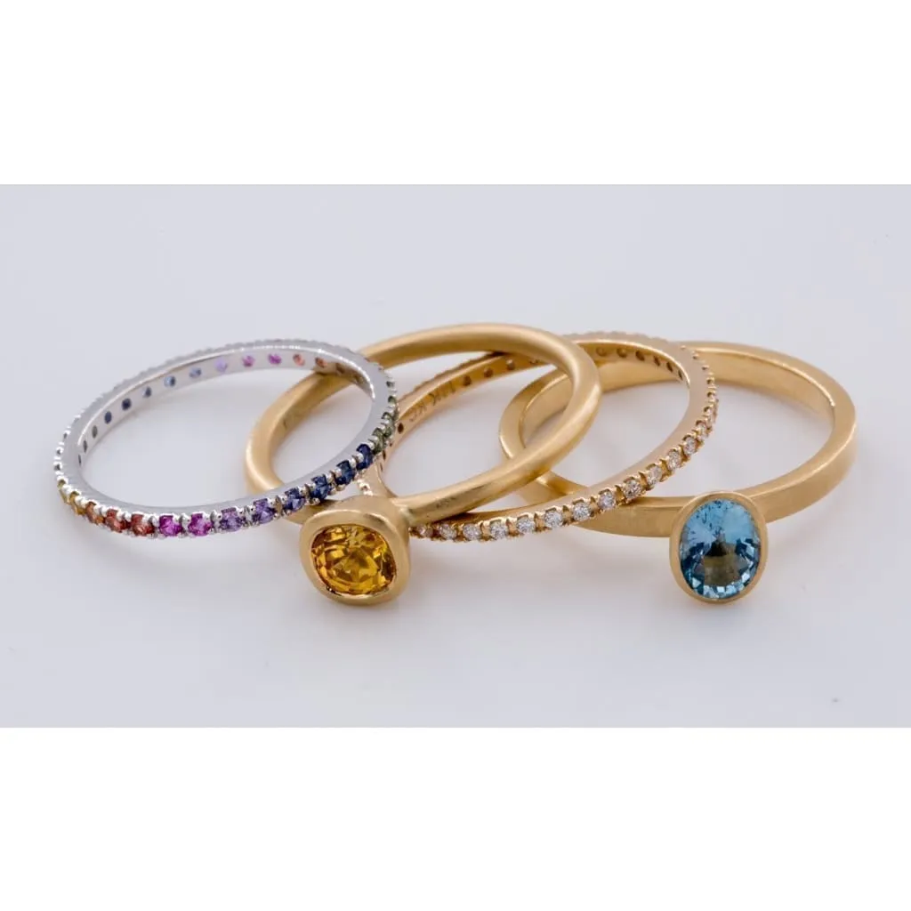 18k Matte Yellow Gold Yumdrop Ring with a Oval Aquamarine by Kimberly Collins Colored Gems Regard