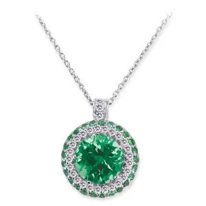 18K White Gold Pendant Necklace With Diamonds Tsavorite And Amethyst