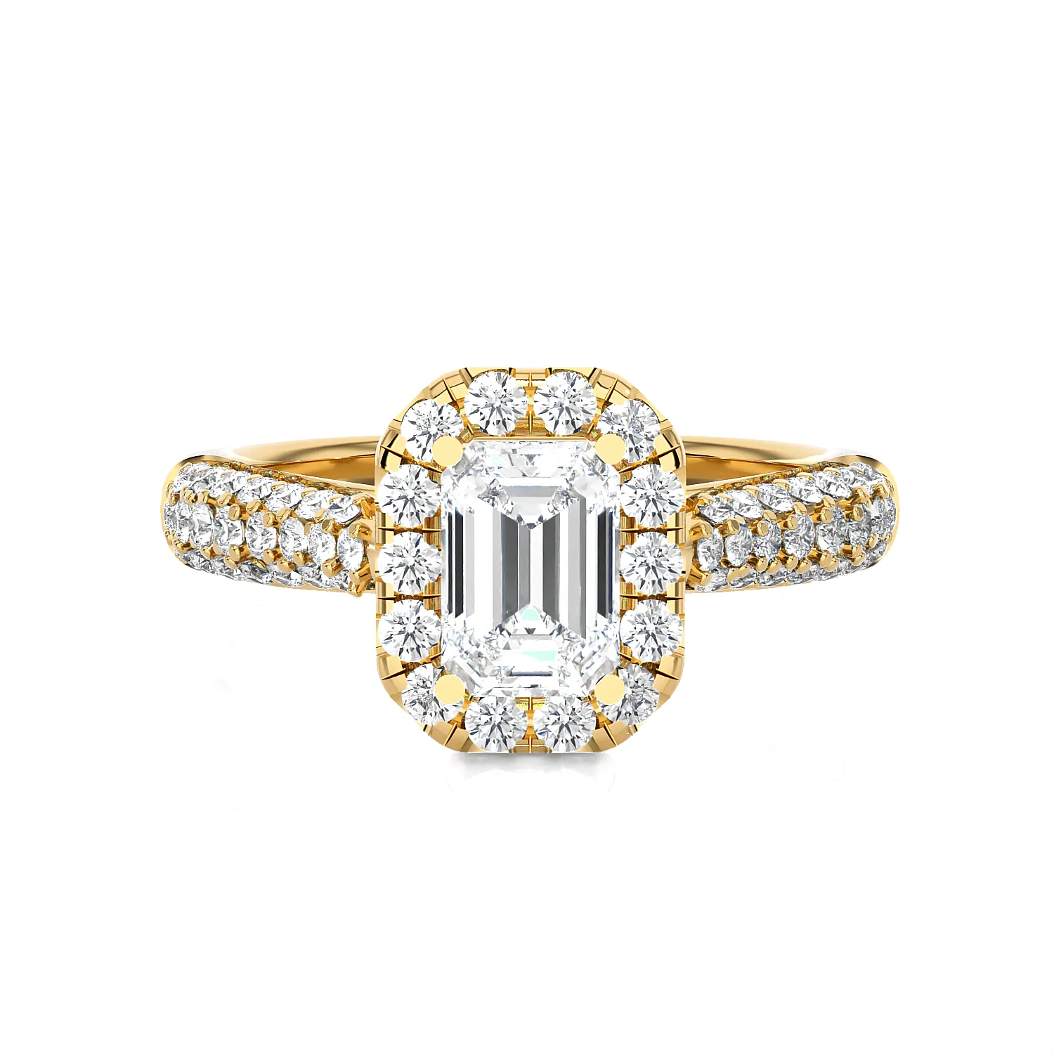 2 1/2 ctw Emerald-Cut Lab Grown Diamond Halo Engagement Ring