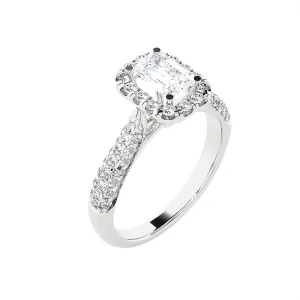 2 1/2 ctw Emerald-Cut Lab Grown Diamond Halo Engagement Ring