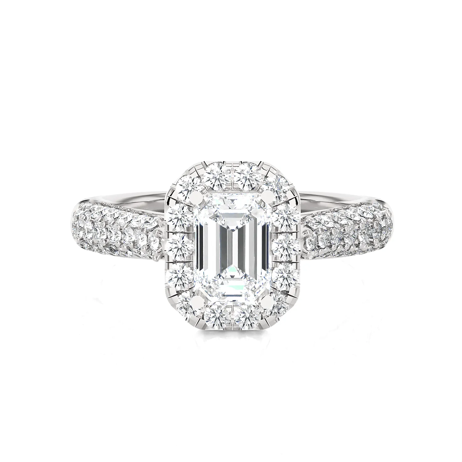 2 1/2 ctw Emerald-Cut Lab Grown Diamond Halo Engagement Ring