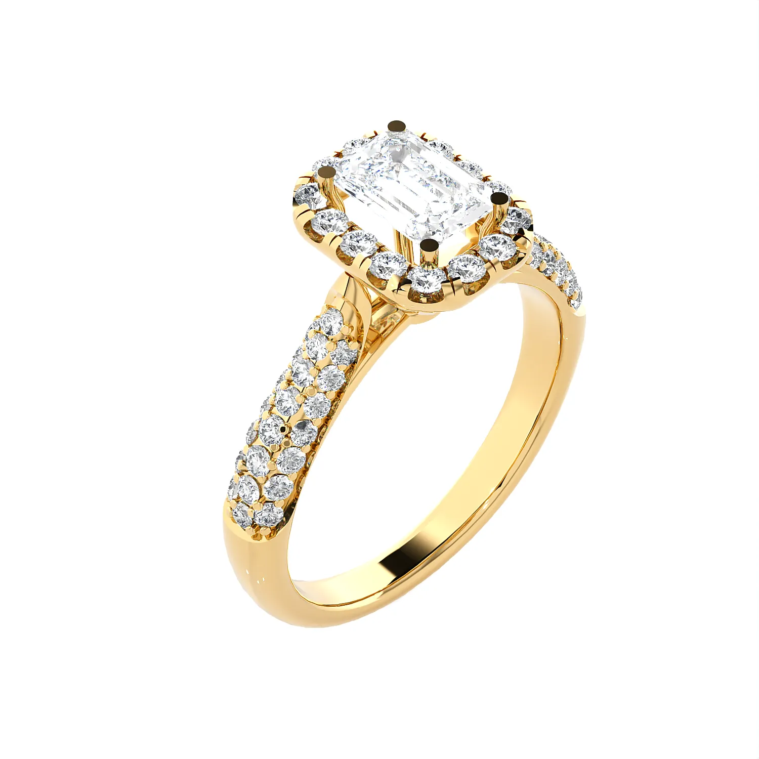 2 1/2 ctw Emerald-Cut Lab Grown Diamond Halo Engagement Ring