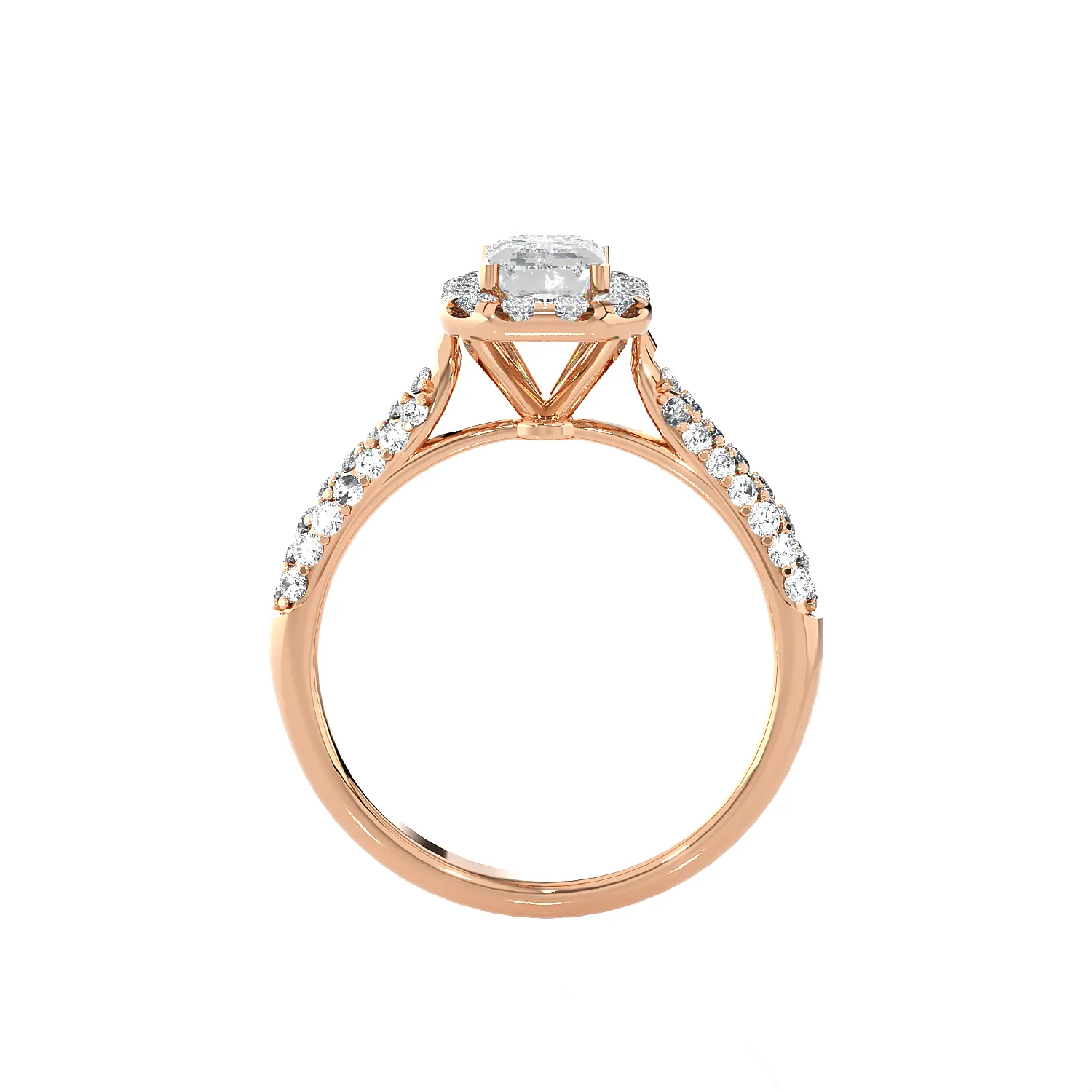 2 1/2 ctw Emerald-Cut Lab Grown Diamond Halo Engagement Ring