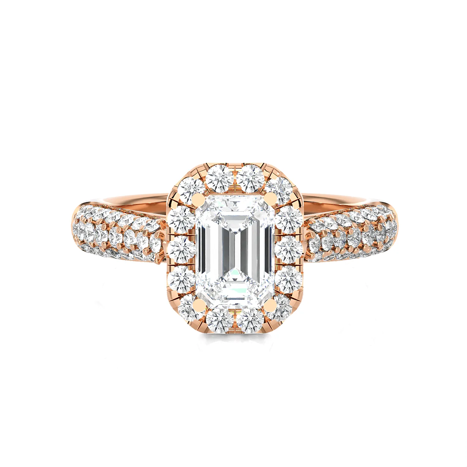 2 1/2 ctw Emerald-Cut Lab Grown Diamond Halo Engagement Ring