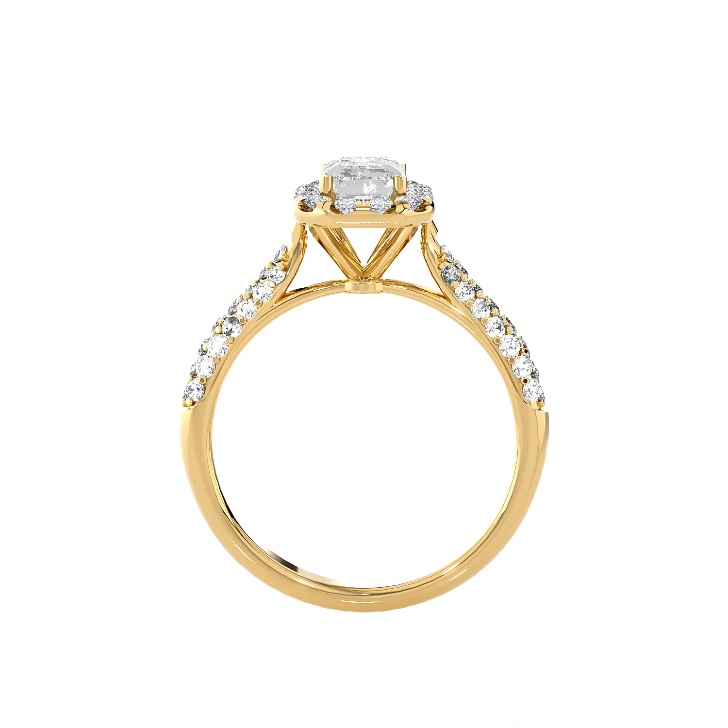 2 1/2 ctw Emerald-Cut Lab Grown Diamond Halo Engagement Ring