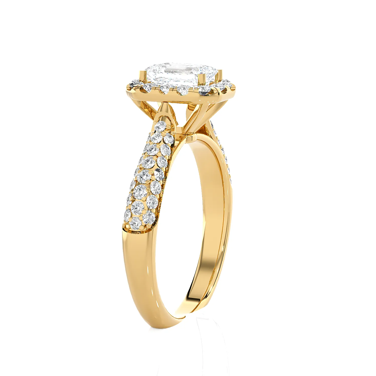 2 1/2 ctw Emerald-Cut Lab Grown Diamond Halo Engagement Ring