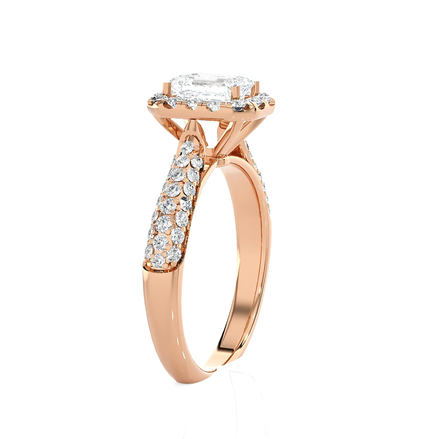 2 1/2 ctw Emerald-Cut Lab Grown Diamond Halo Engagement Ring