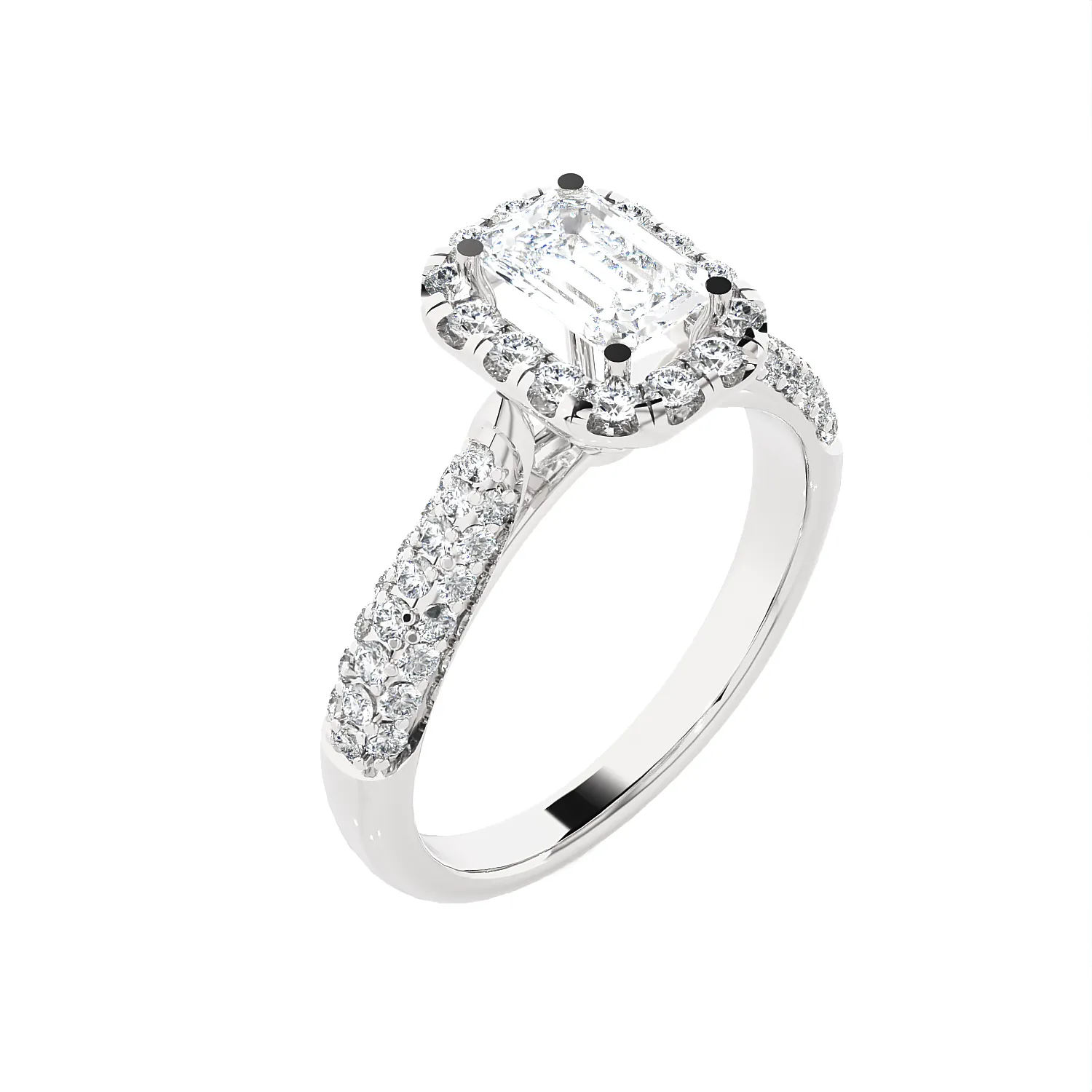 2 1/2 ctw Emerald-Cut Lab Grown Diamond Halo Engagement Ring